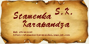 Stamenka Karapandža vizit kartica